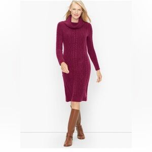 Talbots Berry Cable Knit Midi Dress